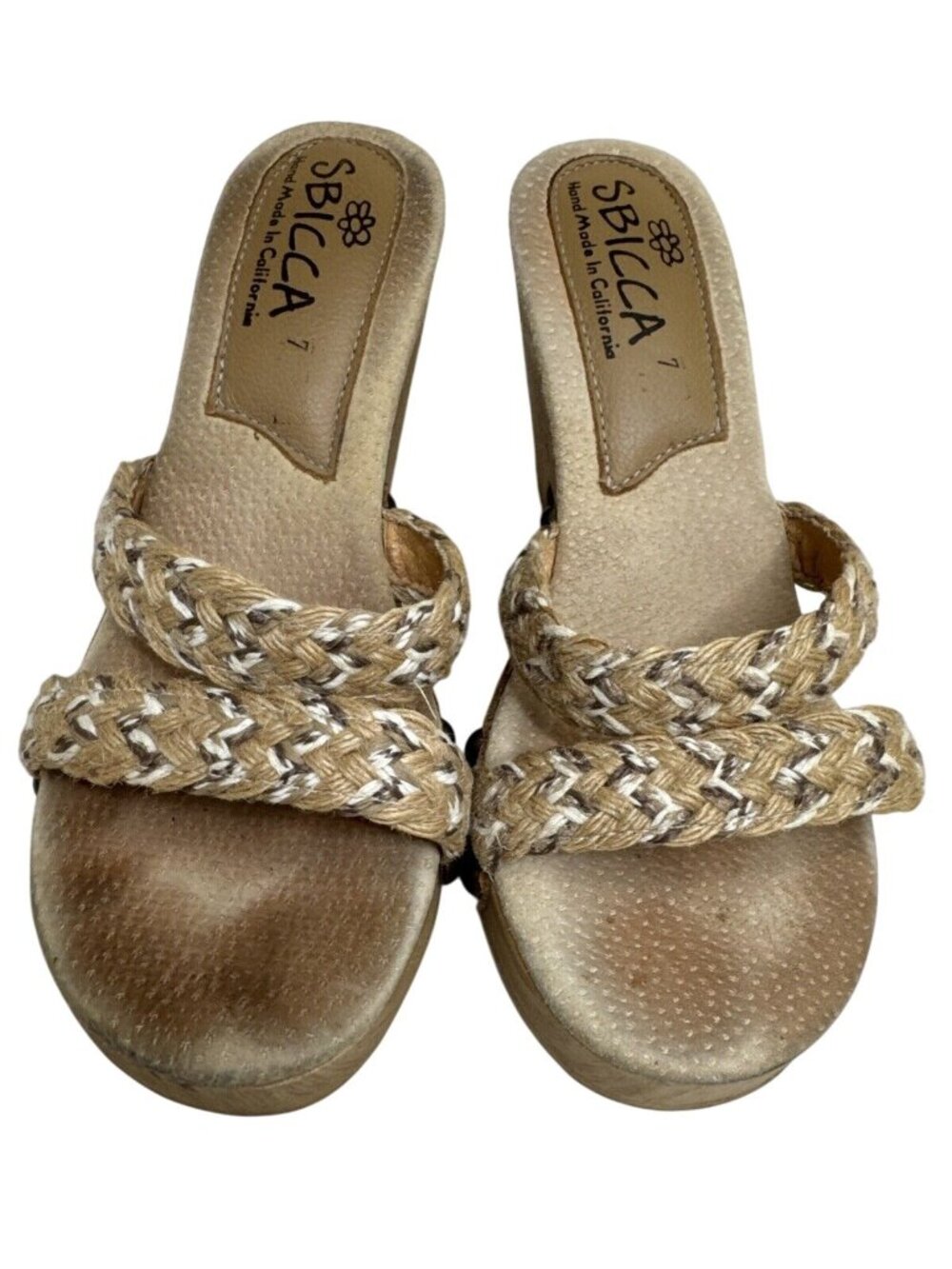 Sbicca Womens Handmade California Wedge Sandals Size 7